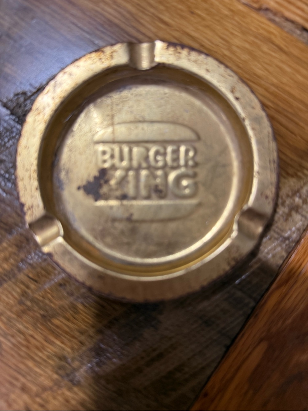 Burger King Logo Gold Metal Round Ashtray Restaurants & Fast Food Collectible